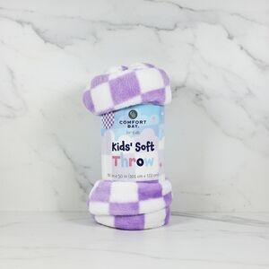 Comfort Bay Purple and White Kids Throw Blanket
